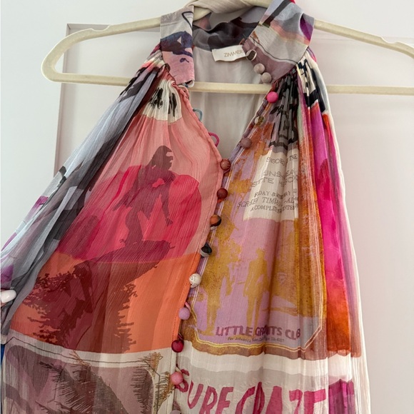 Zimmermann Wavelength Poster Print Mini Halterneck Dress Size 0 - Picture 6 of 13